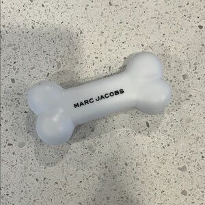 Marc Jacobs White Bone  Dog Toy with Black Logo